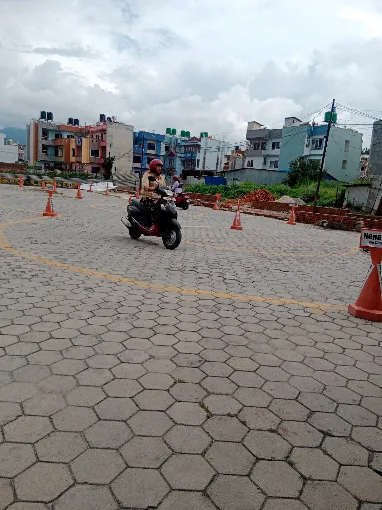 Scooter training on cone practice ground